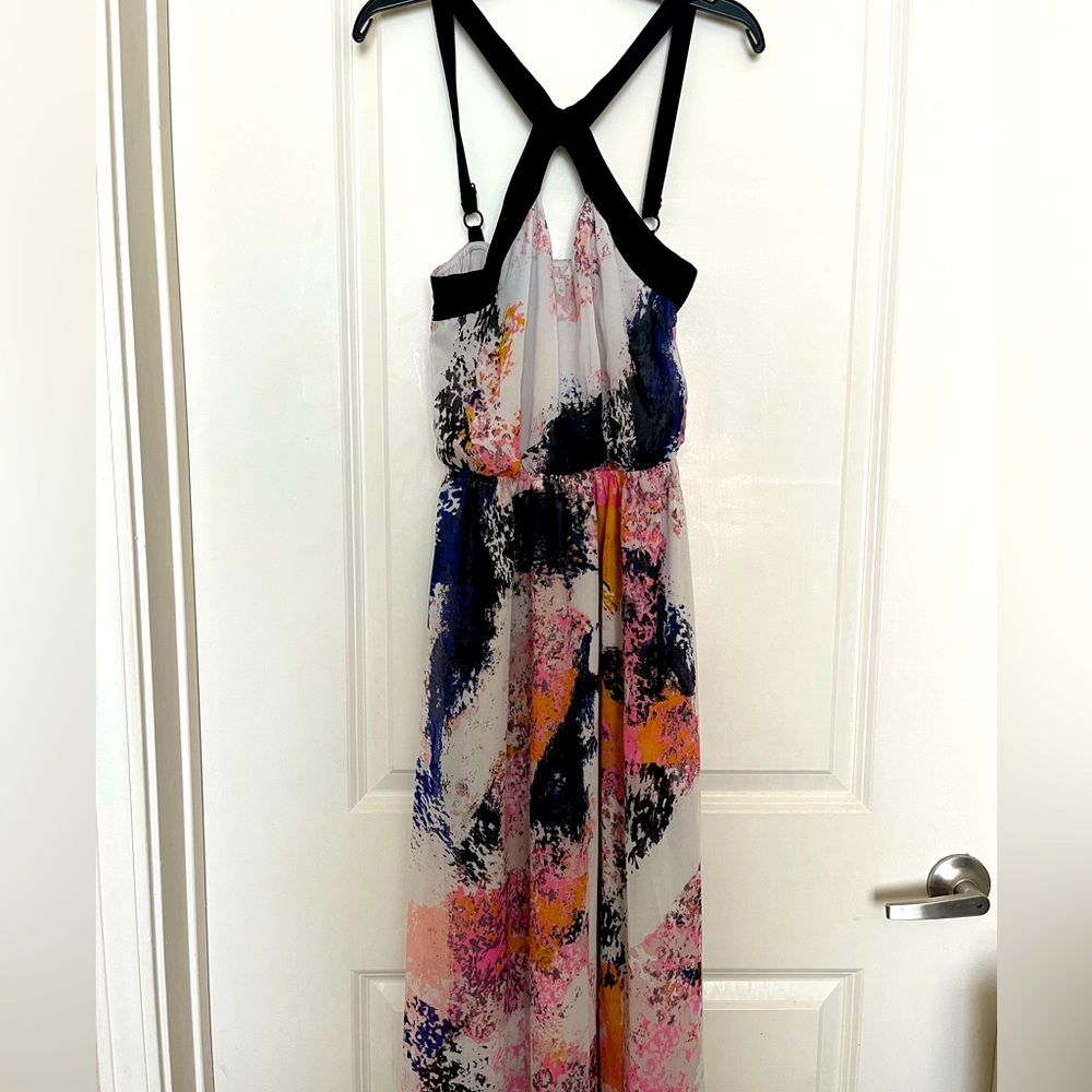 Bar lll dress, size XS, multi colored with black, navy blue, pink, orange.